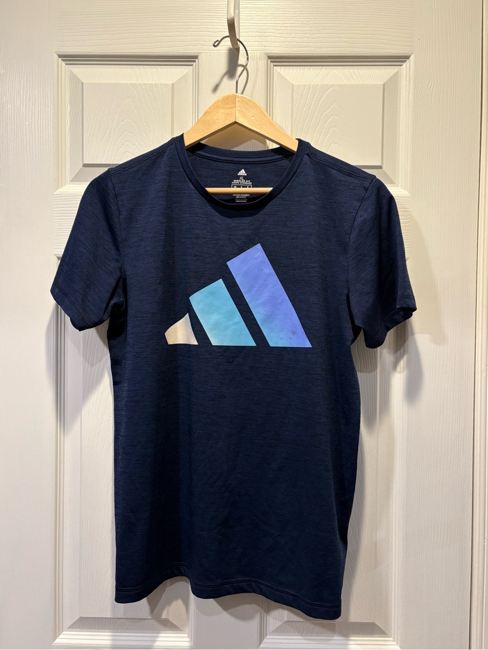 adidas Navy Short-Sleeve Tee with Holographic Logo